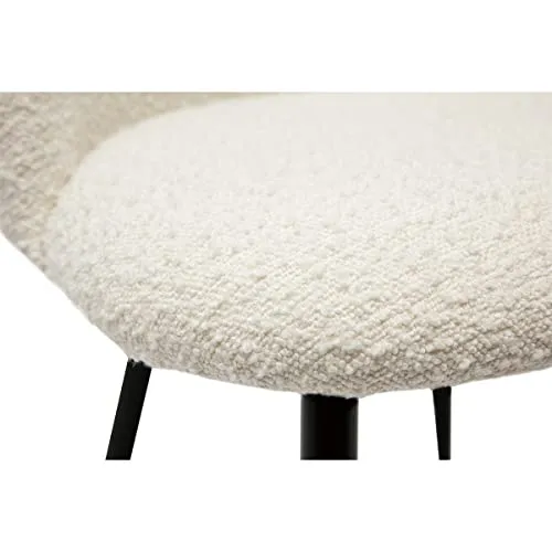 Miliboo Chaises en Tissu Effet Laine bouclée Blanc cassé et métal Noir (Lot de 2) Celeste
