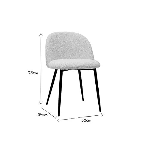 Miliboo Chaises en Tissu Effet Laine bouclée Blanc cassé et métal Noir (Lot de 2) Celeste