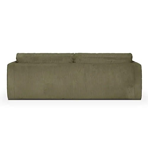 HOMIFAB Canapé 4 Places avec 4 Coussins déco en Velours côtelé Vert Kaki - Denver