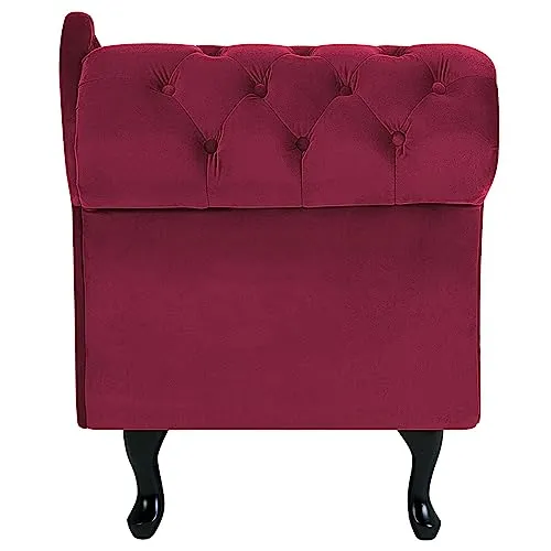 Chaise Longue Côté Gauche Méridienne en Velours Rouge Glamour Elégant Salon Nimes