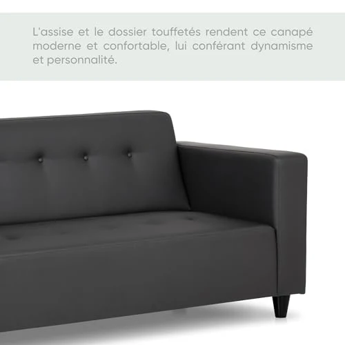 BUDWING Pedro Canapé Salon ou Chambre 3 Places o 2 Places Petit Droit Capitonné 3 Places Petit Prix Simili Cuir Décoration Maison 170 x 80 x 80