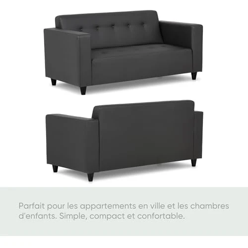 BUDWING Pedro Canapé Salon ou Chambre 3 Places o 2 Places Petit Droit Capitonné 3 Places Petit Prix Simili Cuir Décoration Maison 170 x 80 x 80