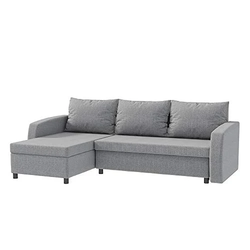 Selsey SOBEWS - Canapé d’Angle Convertible (Tissu Sawana 21 Gris, Coffre de Rangement intégré, Surface de Couchage 199x133 cm)
