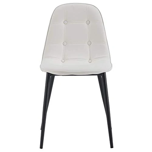 IDIMEX Lot de 4 chaises Alvaro pour Salle à Manger ou Cuisine avec 4 Pieds en métal Noir et Assise capitonnée, revêtement synthétique Blanc