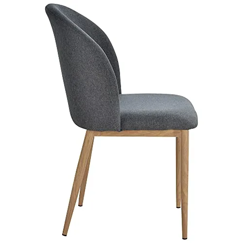 HOMCOM Lot de 2 chaises de Salle à Manger Chaise de Salon Pieds en métal Imitation Bois 50 x 58 x 85 cm Gris
