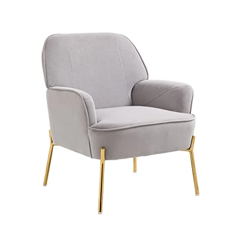 SEPNINE Fauteuil de Salon Moderne en Velours - pour Salon et Chambre à Coucher - Jusqu'à 135 kg (Gris)