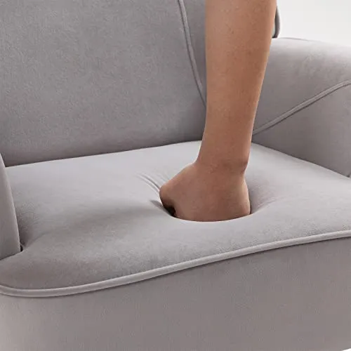 SEPNINE Fauteuil de Salon Moderne en Velours - pour Salon et Chambre à Coucher - Jusqu'à 135 kg (Gris)