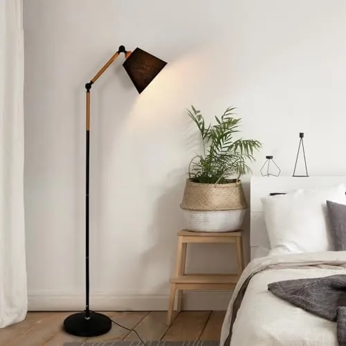 DAXGD Lampadaire réglable d'intérieur,Lampadaire sur pied salon,lampadaire industriel de chambre à coucher de salon E27 Max 60 W,Lampadaire vintage en métal noir 180 cm (ampoule non incluse)