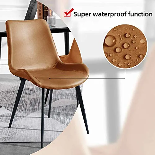 Ensemble de 2 chaises de Repas, Chaise rembourrée en Cuir PU Mat, Chaise latérale Moderne, Chaise en métal (Brunes) dans la Cuisine, la Salle à Manger, la Chambre et Le Salon