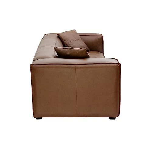 Miliboo Canapé Vintage 3 Places Cuir Marron et Bois Noir Cobain