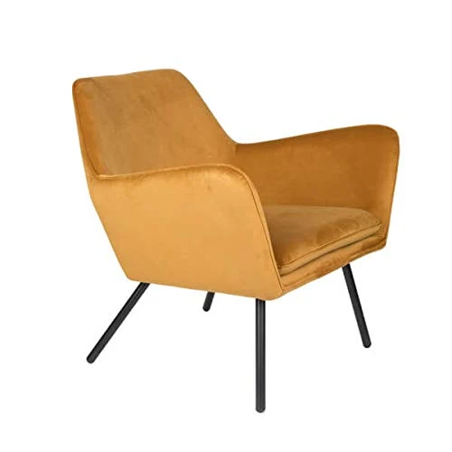 MATHI DESIGN Alabama - Fauteuil de Salon Confortable en Velours Jaune Or