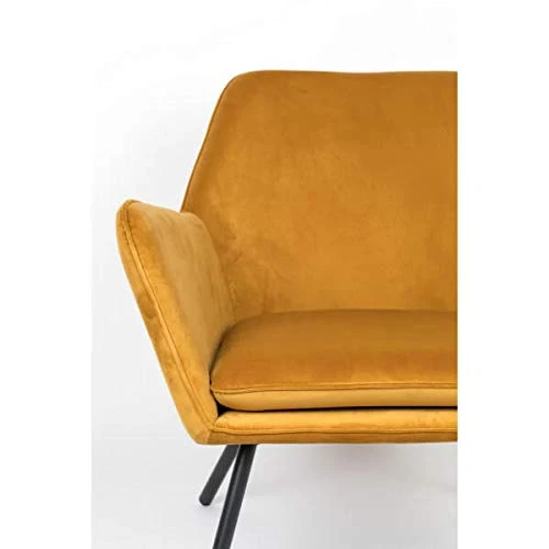 MATHI DESIGN Alabama - Fauteuil de Salon Confortable en Velours Jaune Or