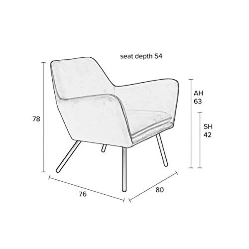 MATHI DESIGN Alabama - Fauteuil de Salon Confortable en Velours Jaune Or