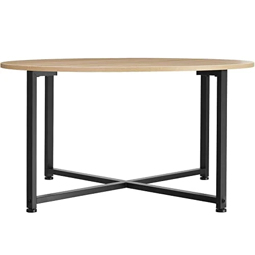 TecTake Table Basse Ronde de Style Industriel Table de Salon Table de canapé Table d’appoint Bois MDF – diverses Couleurs (Marron Clair)