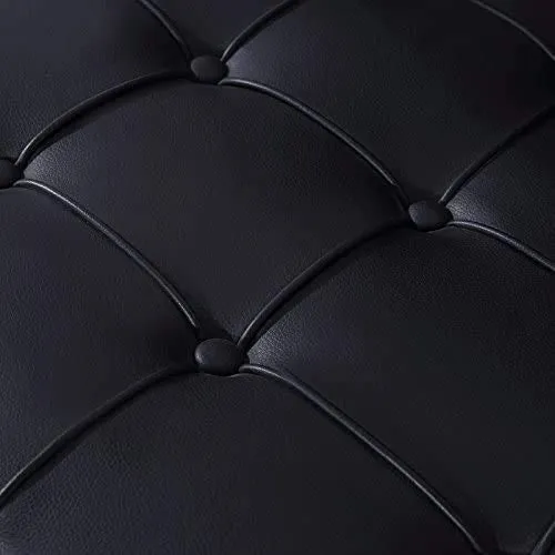 Fern Chaise longue style Barcelona en cuir noir