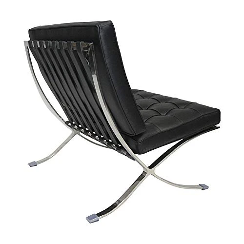 Fern Chaise longue style Barcelona en cuir noir