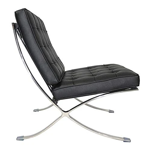 Fern Chaise longue style Barcelona en cuir noir