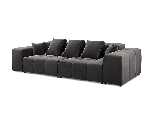 MICADONI Canapé Modulaire Margo, 3 Places, Gris Foncé, Velours
