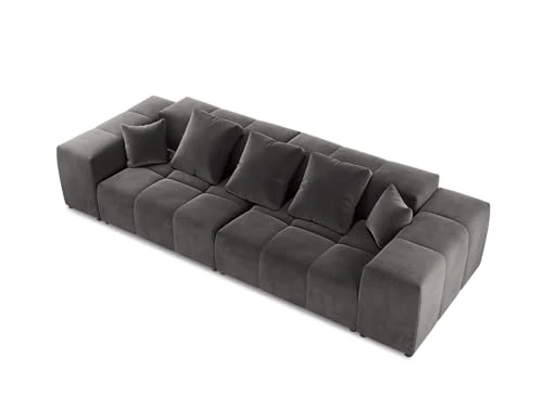 MICADONI Canapé Modulaire Margo, 3 Places, Gris Foncé, Velours