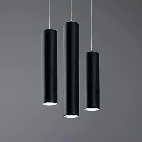 L+ Lustre de cuisine moderne, spot led plafond, en métal, forme cylindre, GU10, plafond H60 cm, diamètre 6 cm