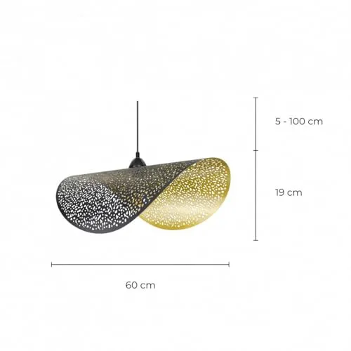 C-CRÉATION - Suspension NISLEY pour Utilisation en Intérieur - Métal - Style Industriel - D60 cm - 1 Ampoule 8 Watts pour Douille E27 - Noir