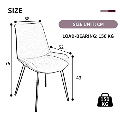 Ensemble de 2 chaises de Repas, Chaise rembourrée en Cuir PU Mat, Chaise latérale Moderne, Chaise en métal (Brunes) dans la Cuisine, la Salle à Manger, la Chambre et Le Salon
