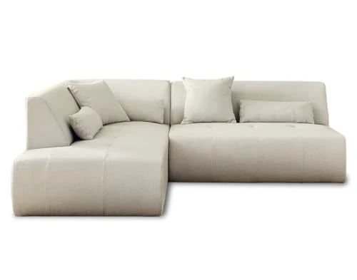 Lisa Design - Onyx - canapé modulable d'angle Gauche 5 Places - en Tissu - Beige
