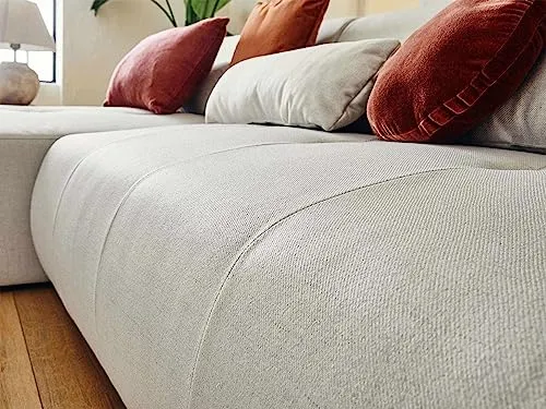 Lisa Design - Onyx - canapé modulable d'angle Gauche 5 Places - en Tissu - Beige