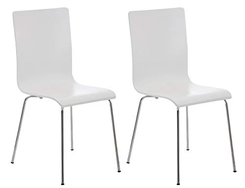 CLP Set de 2 Chaises de Salle d'Attente Pepe Bois I Chaise de Visiteur Robuste Pieds en Métal I Chaise de Conférence en Bois :, Couleur:Blanc