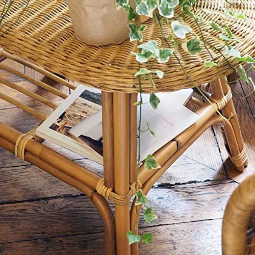 DECOCLICO - Table Basse Ovale rotin Naturel - Bohême - L 73 x l 45 x H 50 cm - Rotin