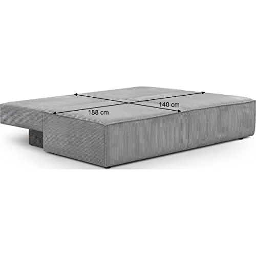 HOMIFAB Canapé Convertible 3 Places avec Coffre de Rangement en Velours côtelé Gris Clair - Milla