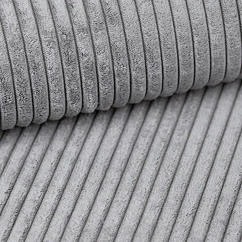 Tendencio Canapé Convertible 3 Places Vella en Velours côtelé - 255 cm - Mode lit et Coffre de Rangement (Gris Clair)