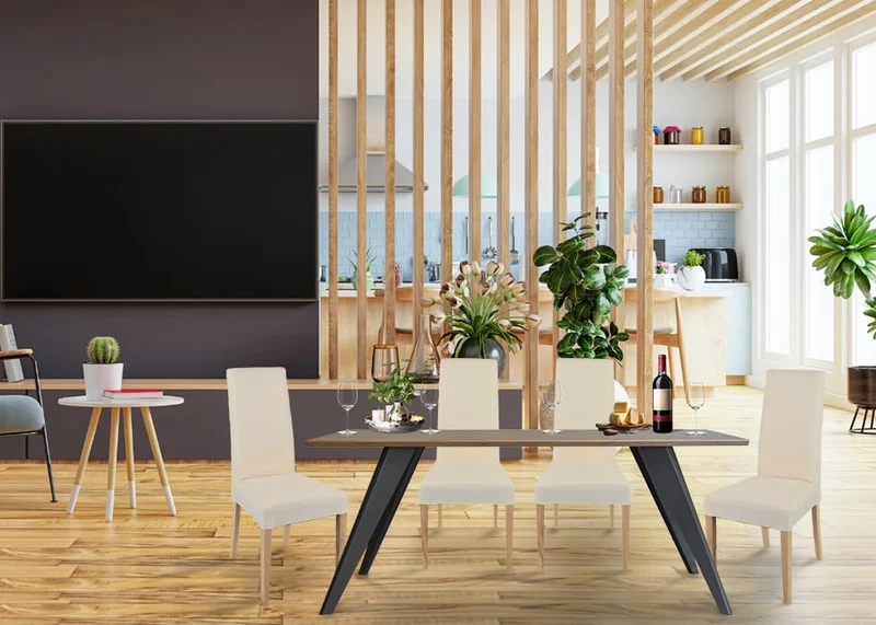 t m c s Tommychairs - Set 4 chaises Chiara Cuisine, Bar et Salle à Manger, Structure en Bois de hêtre peindré en Naturelle, Assise et Dossier rembourrés et revêtus en Tissue Ivoire