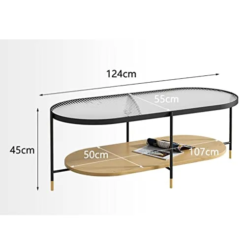 Générique Tables d'appoint Tables d'appoint, Table Basse de canapé, Table Basse Ovale en Verre de Salon, Grande et Petite Table Basse combinée Table Basse Tables de Chevet (Couleur : B)