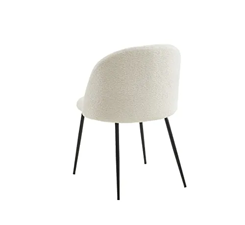BAÏTA Chaise Esmee Tissu Bouclette écru Pieds métal Noir