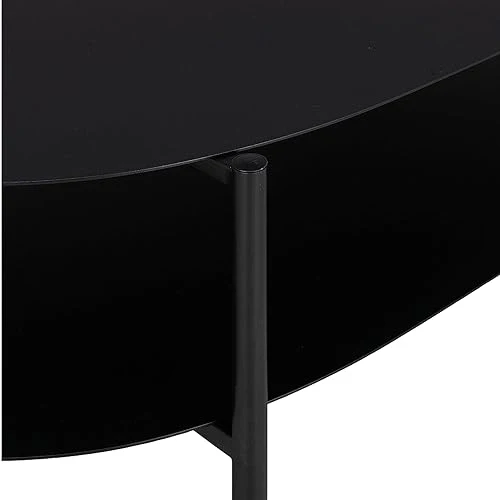 [en.casa] Table Basse de Salon Table d'Appoint pour Salle de Séjour Petite Table en Forme Ovale avec Étagère Acier 112 x 62 x 41 cm Noir Mat