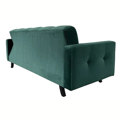 E- MEUBLES Canapé en lit Convertible avec Coffre de Rangement 3 Places Relax - en Tissu Velours - Salon & séjour - BONDA- Vert Bouteille