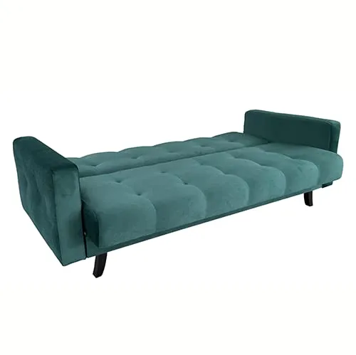 E- MEUBLES Canapé en lit Convertible avec Coffre de Rangement 3 Places Relax - en Tissu Velours - Salon & séjour - BONDA- Vert Bouteille
