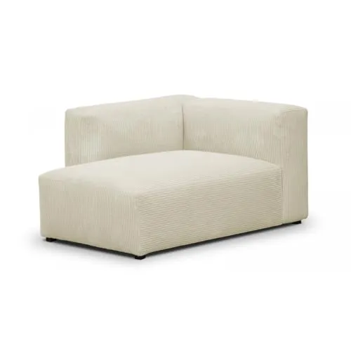 HOMIFAB Canapé d'angle à Gauche modulable avec méridienne 5 Places en Velours côtelé Beige - Modulo