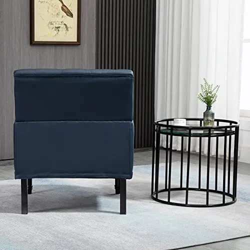 SEPNINE Fauteuil Classique en Cuir synthétique - pour Salon et Chambre - Charge maximale : 150 kg (Bleu foncé)