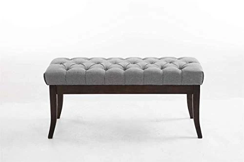 CLP Banquette Elégante Ramses en Tissu I Assise avec Coutures Décoratives I Banc Design avec Pieds en Bois Antique Sombre, Couleur:Gris, Taille:100 cm