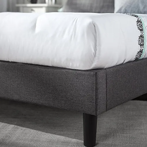 Cadre de lit plateforme capitonné 35 cm Dachelle ZINUS | Sommier | Support à lattes en bois | Facile à monter | 160 x 200 cm | Gris foncé