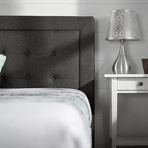 Cadre de lit plateforme capitonné 35 cm Dachelle ZINUS | Sommier | Support à lattes en bois | Facile à monter | 160 x 200 cm | Gris foncé