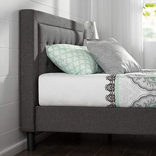 Cadre de lit plateforme capitonné 35 cm Dachelle ZINUS | Sommier | Support à lattes en bois | Facile à monter | 160 x 200 cm | Gris foncé