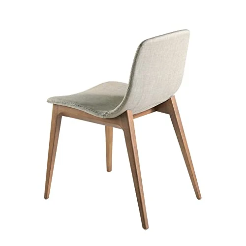 Angel CERDA | Chaise de salle à manger tapissée en tissu, pieds bois noyer, style moderne