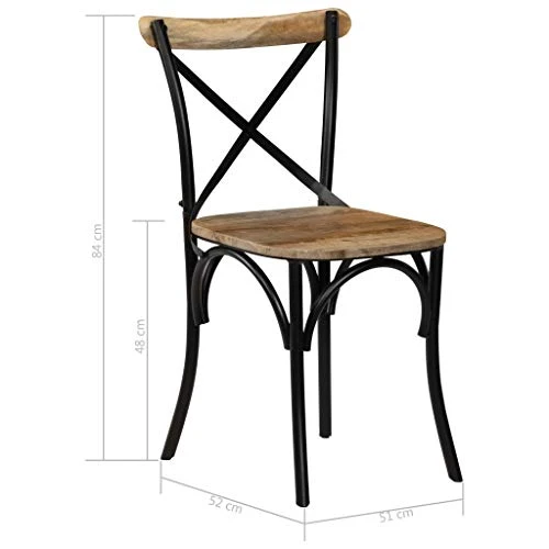 vidaXL Chaises à Dossier croisé Lot de 2 Noir Bois de manguier Solide
