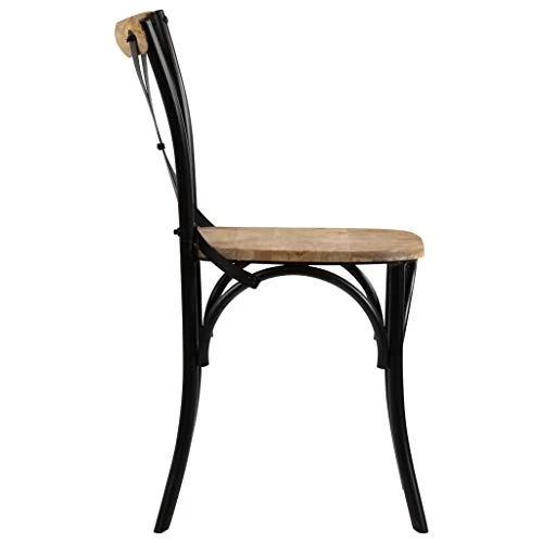 vidaXL Chaises à Dossier croisé Lot de 2 Noir Bois de manguier Solide