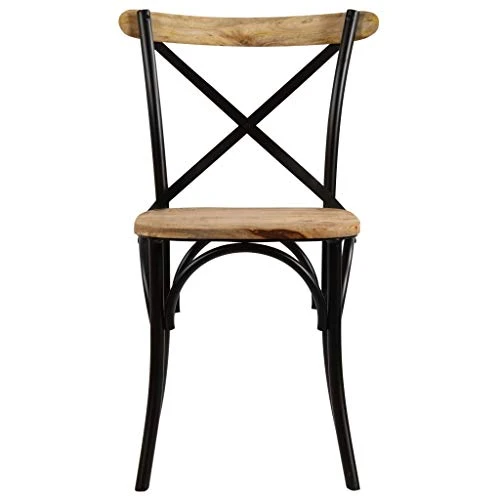vidaXL Chaises à Dossier croisé Lot de 2 Noir Bois de manguier Solide