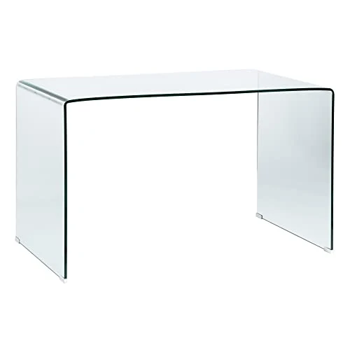 LOLAhome Bureau design en verre trempé transparent 125 x 70 x 75 cm