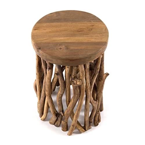 DESIGN DELIGHTS Table DAPPOINT Woods | Bois dacajou, 45x30 cm | Table Basse, Table en Bois, Table de téléphone, Tabouret en Bois de Racine, Tabouret pour Plantes